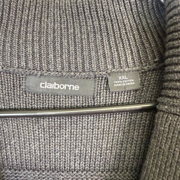 Claiborne Cardigan Sweater Men’s XXL Gray Button Up Academia Fisherman Preppy - Picture 2 of 12